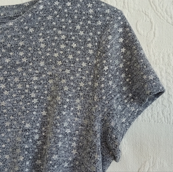 More Than Magic Silver Star Short Sleeve Tee Grey Stretch Tie Front Cute Whimsy - Picture 8 of 11